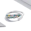  925 Sterling Silver Wrap Feather Ring 