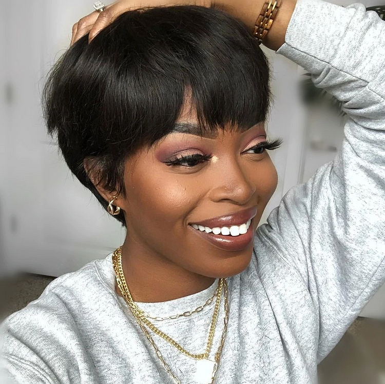 Kiki Pixie Cut Human Hair Lace Wig With Bang