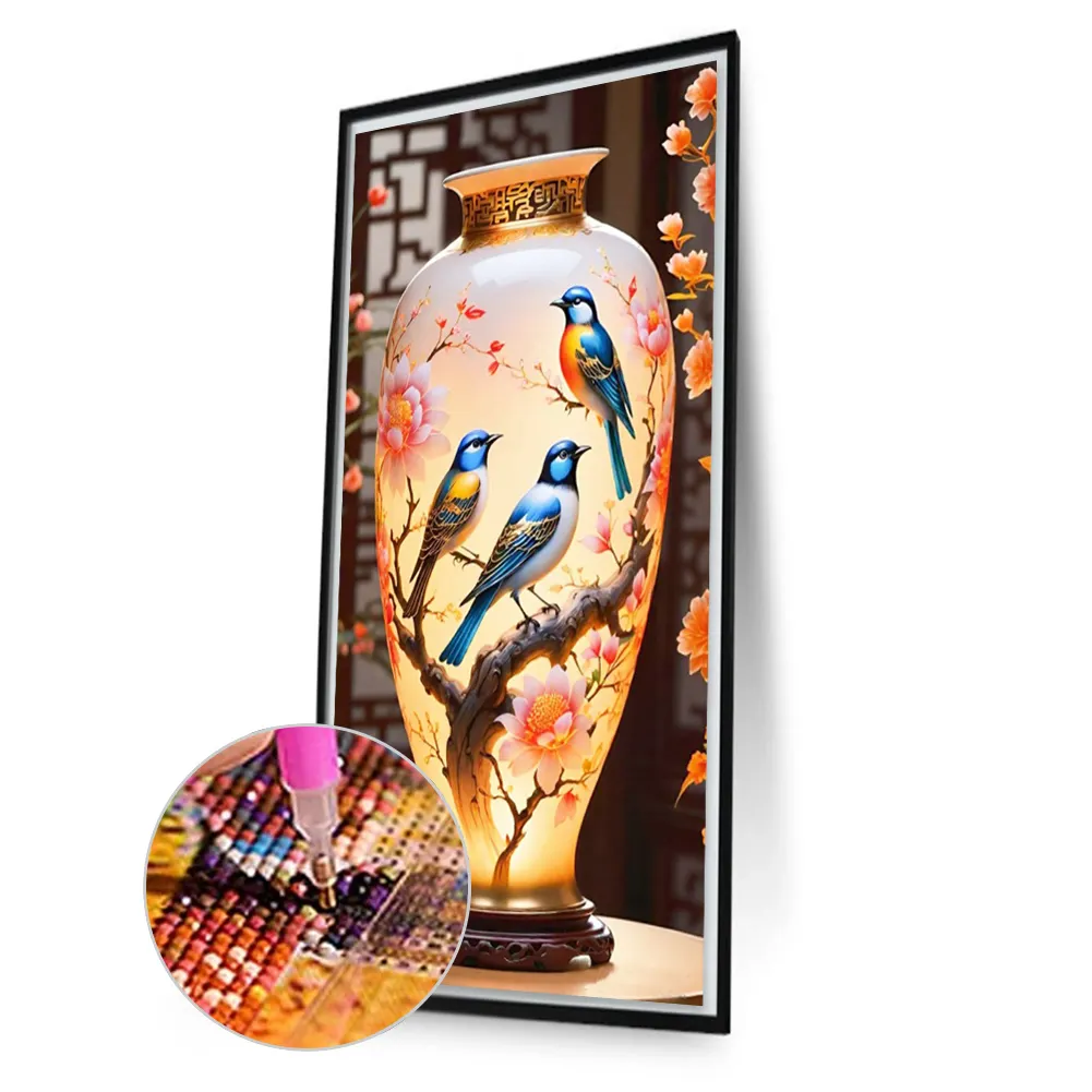 Diamond Painting - Full Square Drill - Bird Vase(Canvas|45*75cm)