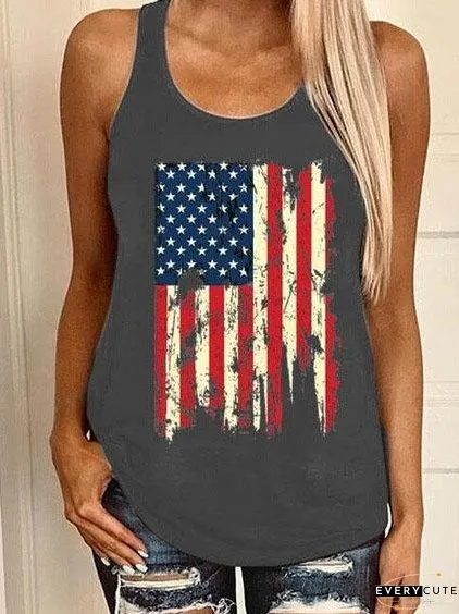 Casual Graphic Print Sleeveless Vest