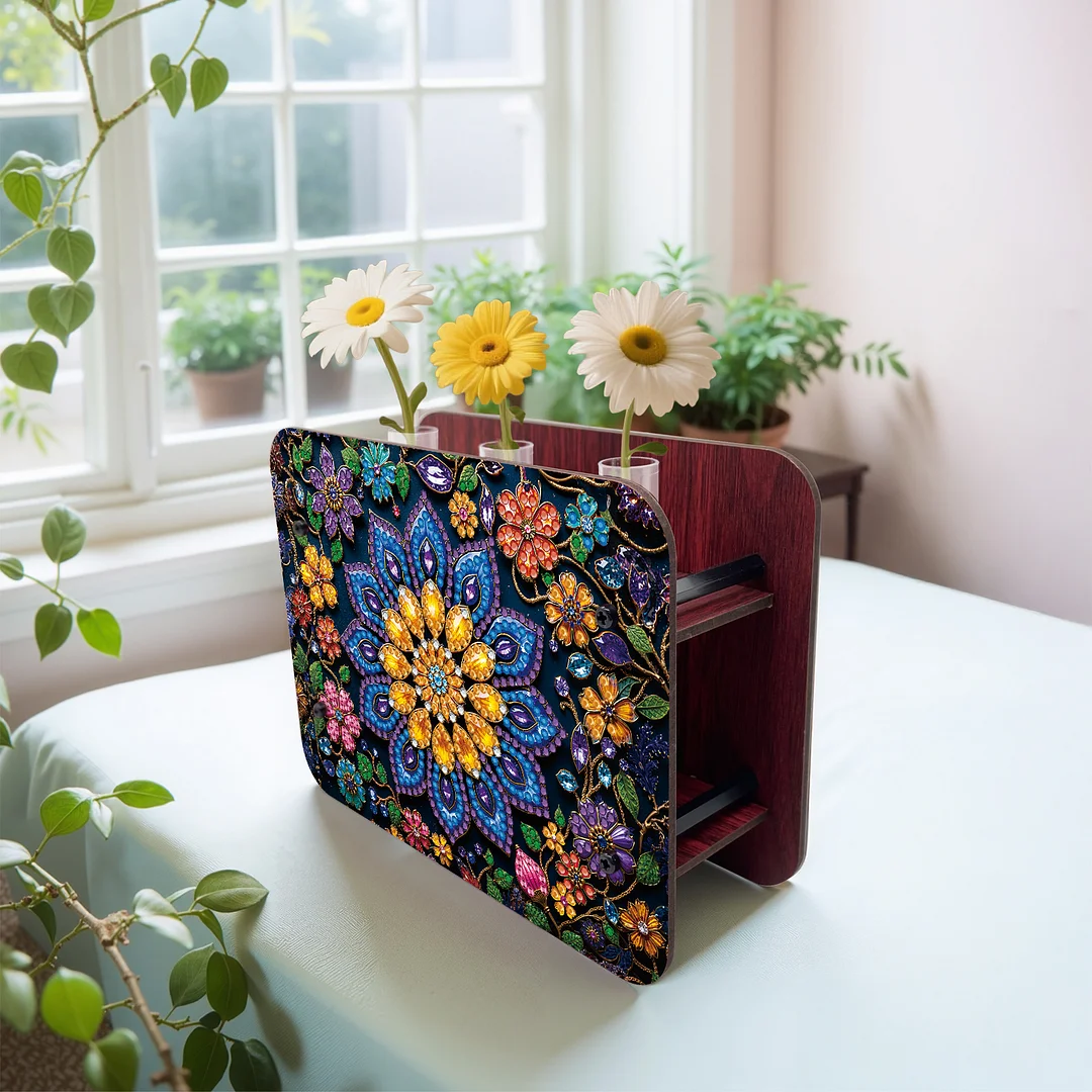 Mandala DIY Flower Vase Wooden Double Sided Desktop Diamond Art Kit Home Decor