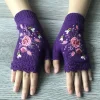 Gants chauds en tricot brod&eacute;s pour femmes