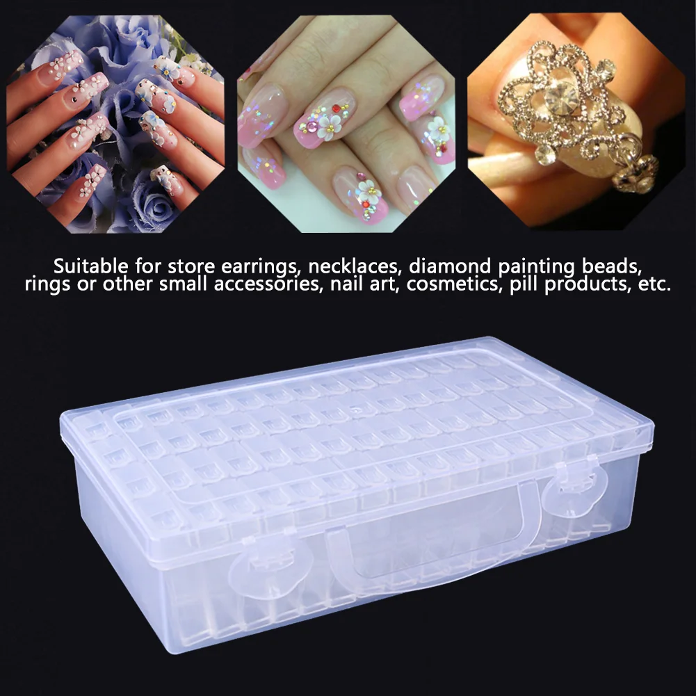 64 Grids Diamond Painting Box Transparent Beads Storage Case Container