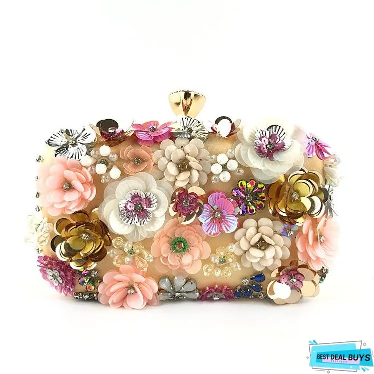 Lady Flower Beaded Banquet Party Clutch Bag Bag2107