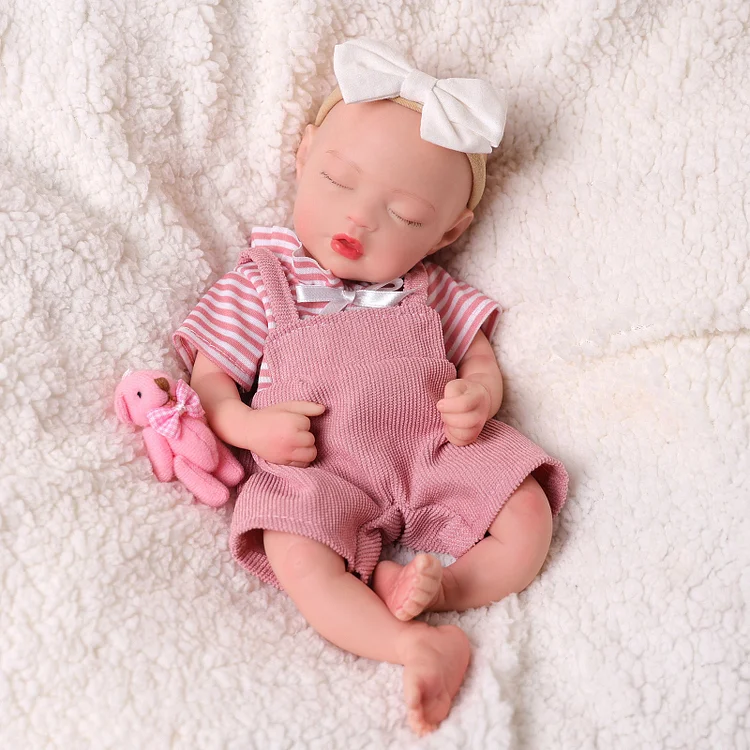 Babeside Kay 12" Full Silicone Reborn Baby Girl Sleeping Lovely Pink Lifelike Sweet