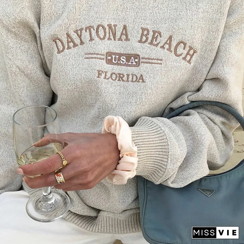 Modern Round Neck Printed Colour Sweatshirt