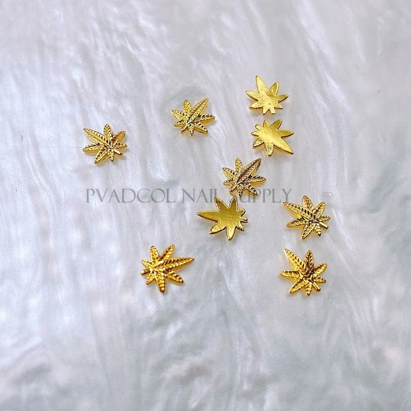 50pcs Weed Nail Charms Pot Gold Weed Leaf Nail Decor Acrylic Nails Manicure Decoration