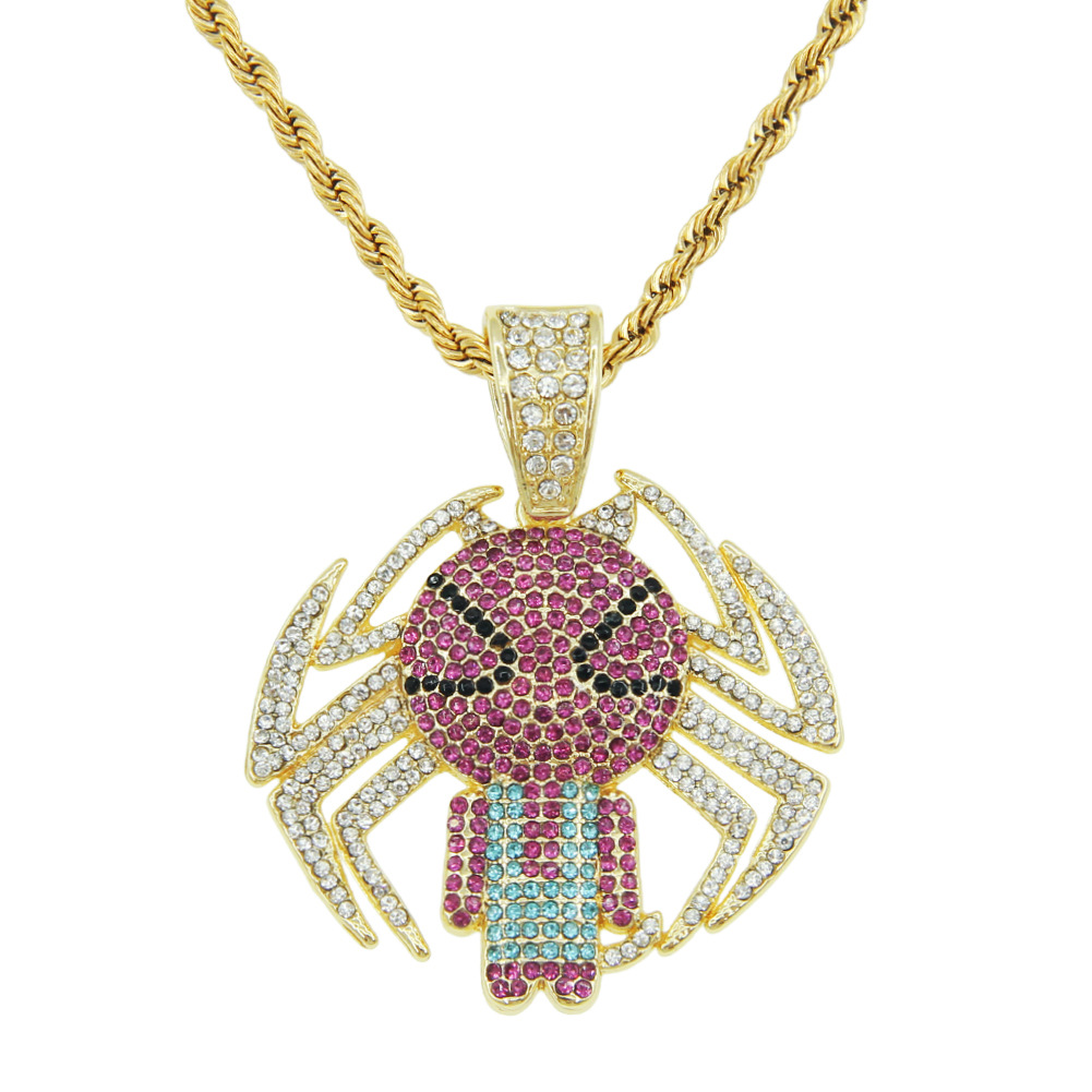   Hip Hop Diamond Spider Pendant Twist Necklace
