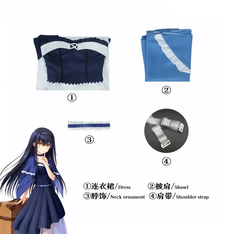 [Wetrose] Pre-Order Summer Pockets Kamome Kushima Dress Outfit Anime Cosplay Costume 