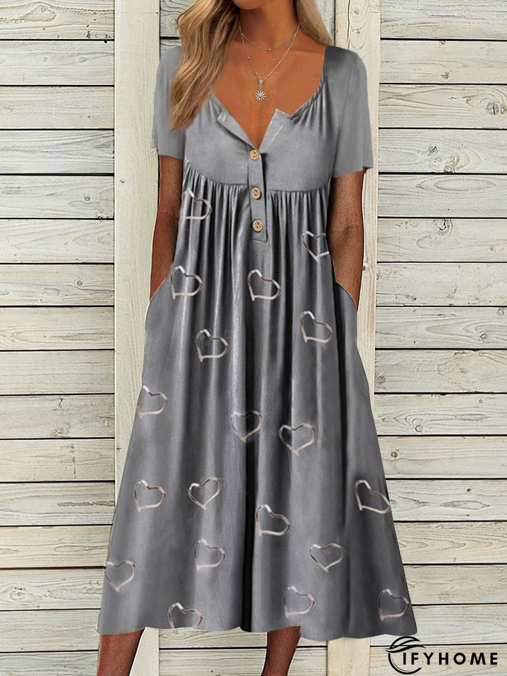 V Neck Short Sleeve Dress | IFYHOME