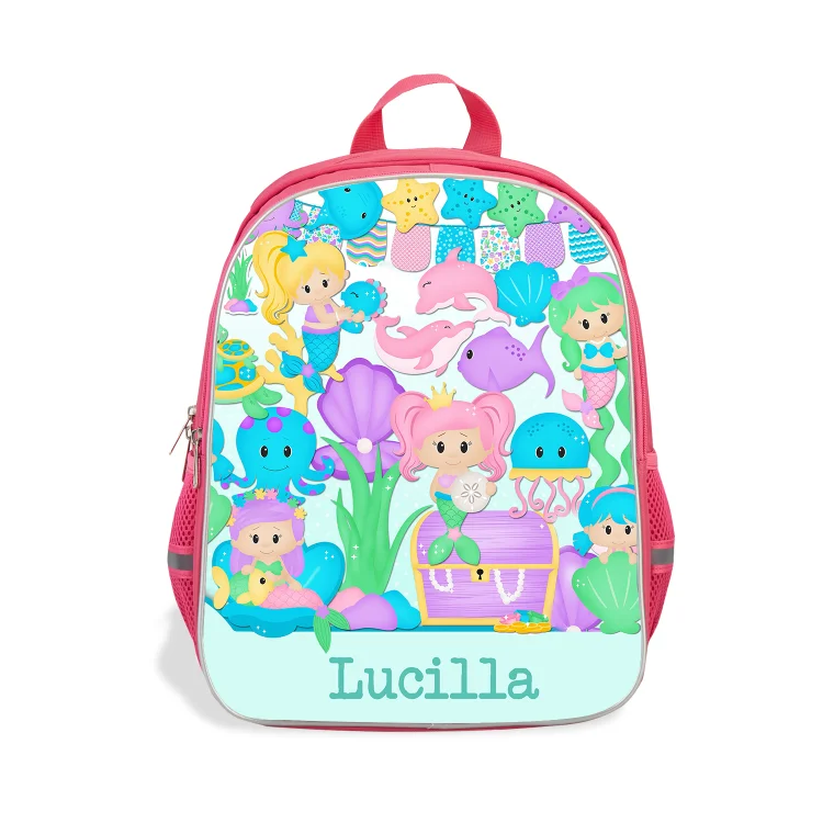 Personalized Name School Bag Girls Pink Number Backpack, Customized Schoolbag Travel Bag For Kids