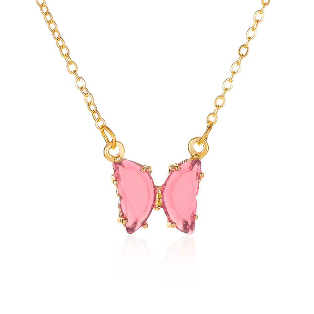 

Butterfly Pendant Necklace Women Crystal Chain Statement Fashion Jewelry, 501 Original