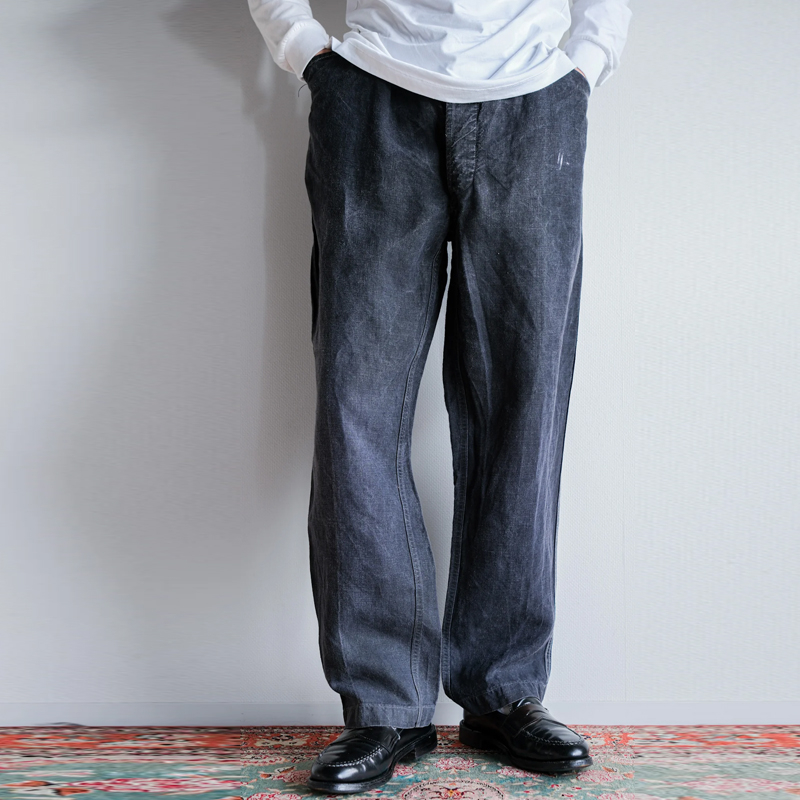 Men's Vintage Black Linen Mackinton Pants