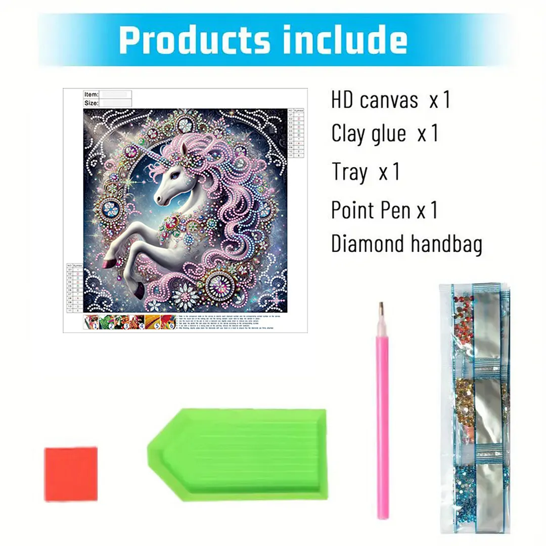 Cartoon Unicorn - Diamond Painting - Partial Special Shaped Drill(Canvas|30*30cm)