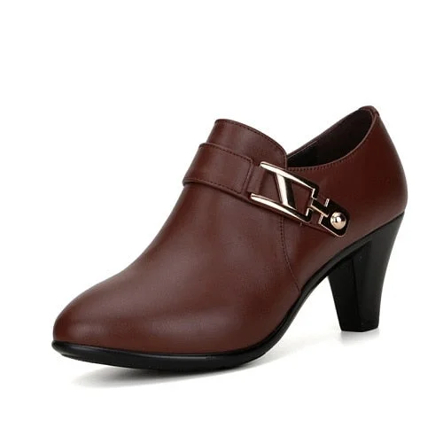 AIYUQI 2021 spring  genuine leather shoes women elegant spike heels office lady Business dress  fashion big size women shoes