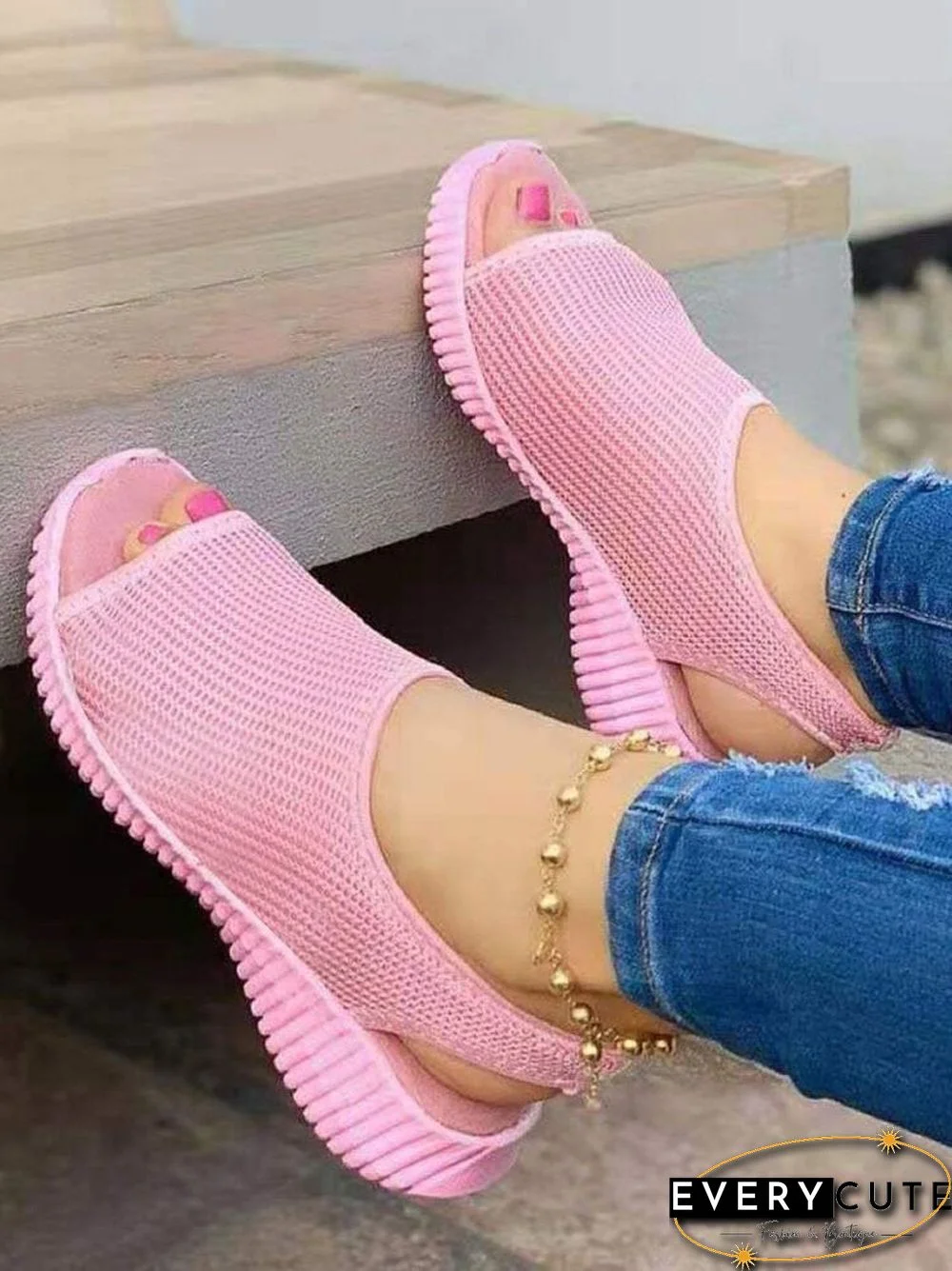 Women Summer Shoes Mesh Fish Platform Sandals Women'S Closed Toe Wedge Sandals Ladies Light Casual Shoes Zapatillas Muje