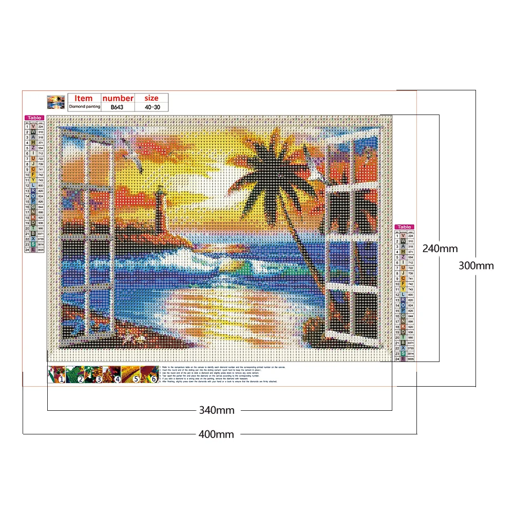Diamond Painting - Full Round Drill - Sunset Window Beach(40*30cm)
