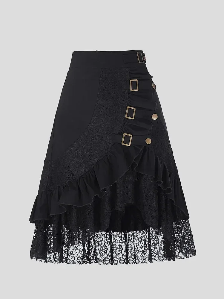 Steampunk Vintage Hippie Lace Layered Party Skirt