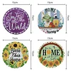 4PCS Diamond Painted Wooden Love Saying Placemats Insulated Dish Mats Comes with Mats