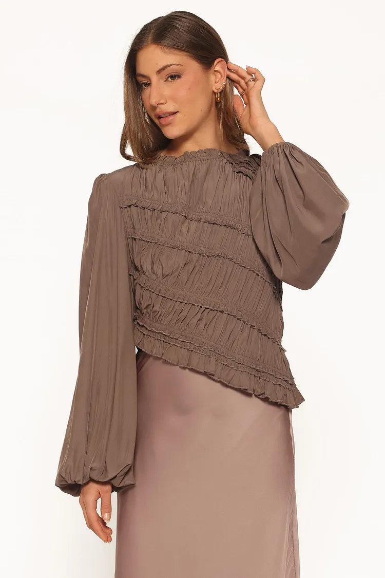 Romee Ruched Top - Brown