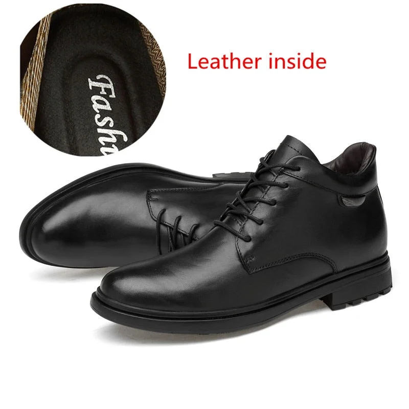 Big Size Winter Warm Mens Outdoor Snow Boots Fashion Office Dress Casual Shoes Men Genuine Leather Original Design Botas Hombre