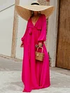Solid Color Long Sleeve V-Neck Maxi Dress