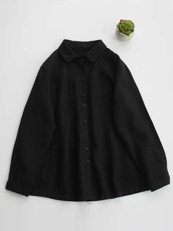 Plain Loose And Comfortable Women's Cotton And Linen Shirt tjj Shicloths