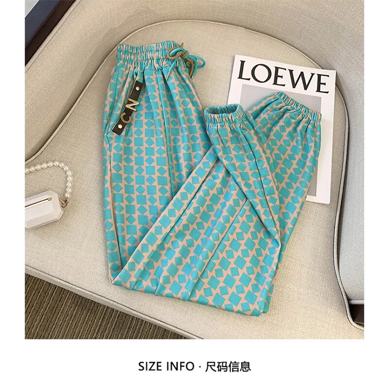 churchf Women Vintage Pants Hit Green Plaid Leggings Women's Spring Autumn Loose High Street High Waist Harlan Sweatpants Trousers-Outfit Ideas