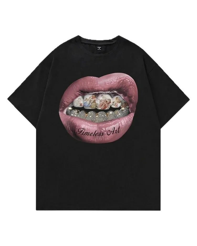 Oversized Cotton Knit T - Shirt for Men with Optional Print