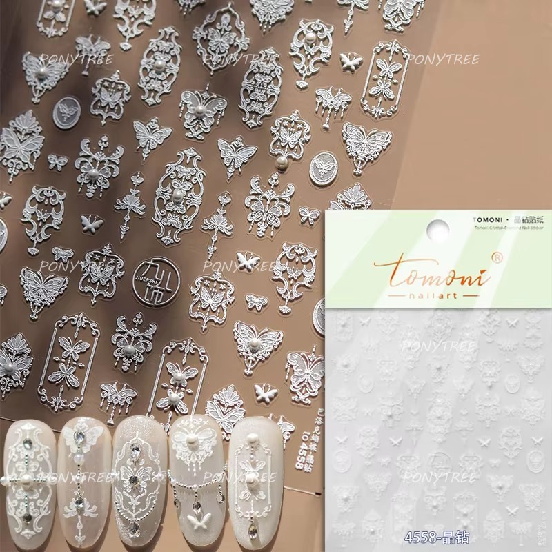 Bayuyun Dreamy Summer Nails – Blue Pink Purple Gradual Flower Petal Butterfly 5D Nail Art Stickers  
