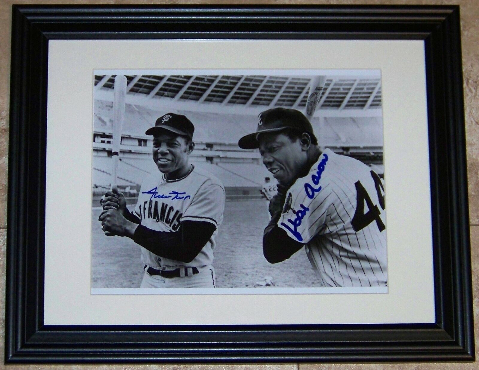 Hank Aaron & Willie Mays Signed Autographed Baseball 8x10 Photo Poster painting JSA COA!