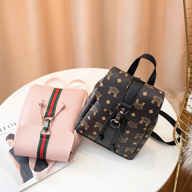 Women’s Small All Seasons Pu Leather Solid Color Fashion Square Zipper Fashion Backpack