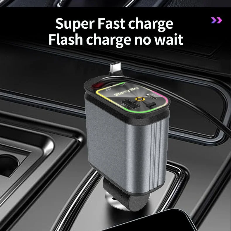 Comes with 4-in-1 fast charging car charger with starry sky roof ambient light