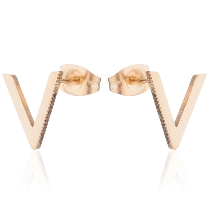 Minimalist Triangle Moon Coconut Tree Stainless Steel Asymmetrical Plating Ear Studs 1 Pair