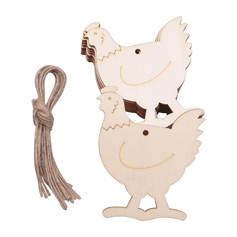 10pcs Wooden Easter Egg Wood Slices Pendant Ornaments Wedding Party Decoration Graffiti Egg Craft Hanging Kids Gift Easter Party