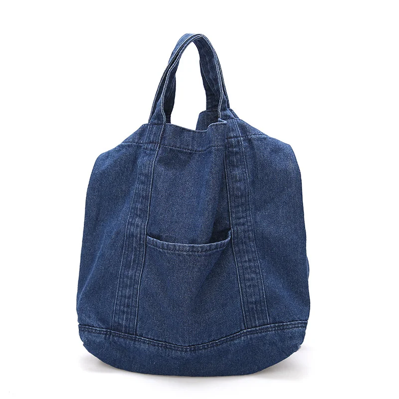 Pongl Pongl Water Wash Denim Bag 2024 New Korean Version Of Large-Capacity One-Shoulder Cross-Body Bag College Commuting Tote Bag