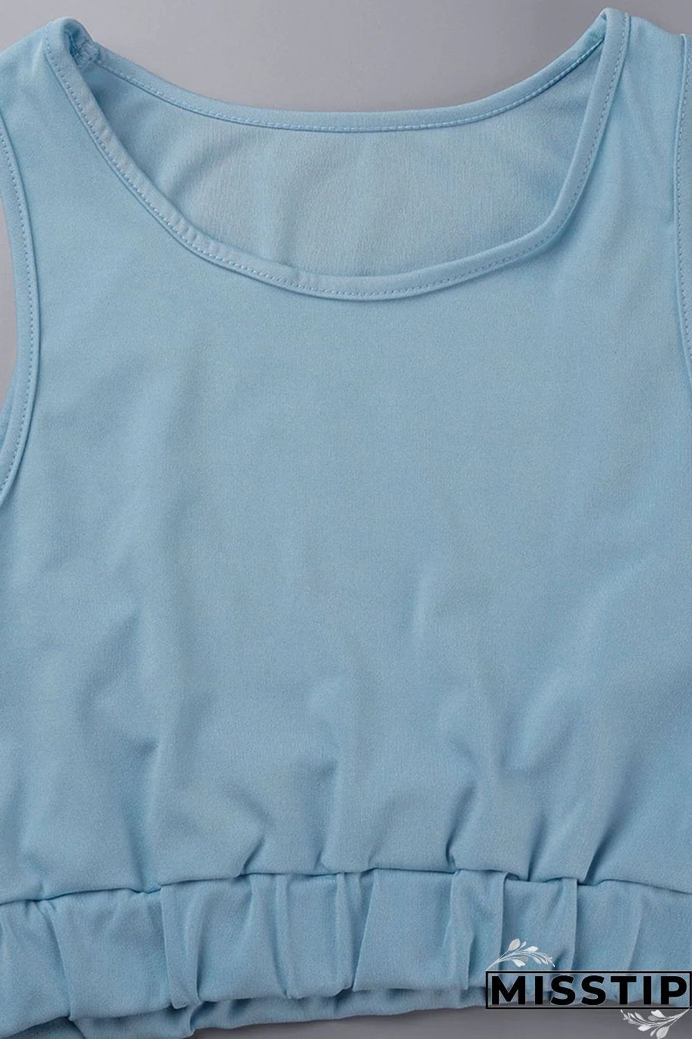 Blue Casual Solid Basic U Neck Long Sleeve Two Pieces