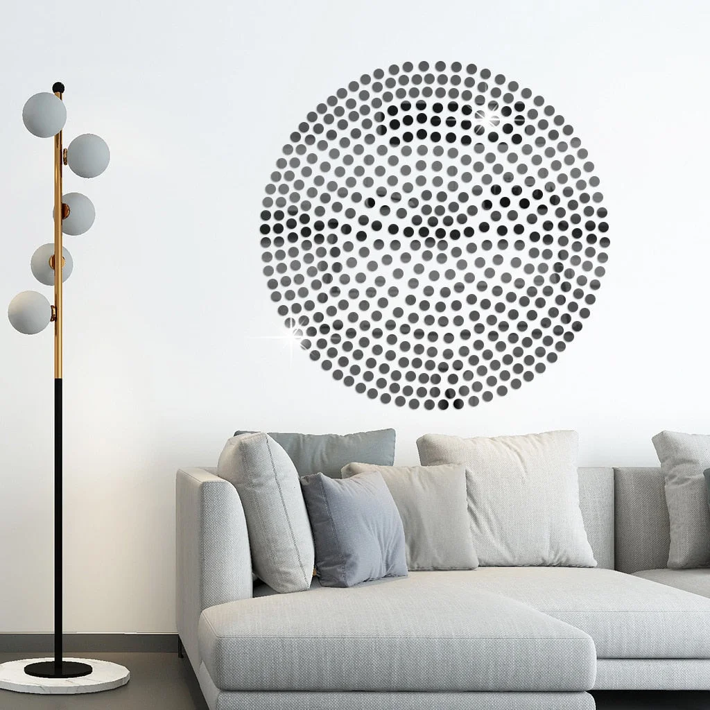100pcs Round Ball Room Bathroom Decor Acrylic Wall Mirror Irregular Mirror Living Room Decoration Mini Sticker Mirror