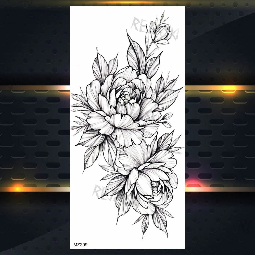 Purple Rose Jewelry Water Transfer Tattoo Stickers Women Body Chest Art Temporary Tattoo Girl Waist Bracelet Flash Tatoos Flower