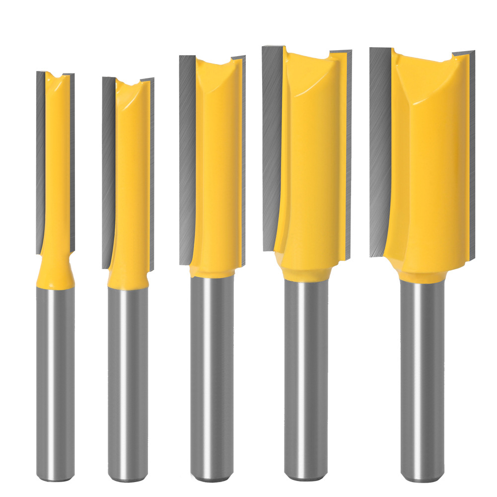 

5pcs Single Double Flute Straight Router Bit Milling Cutter Edge Trimmer, 501 Original