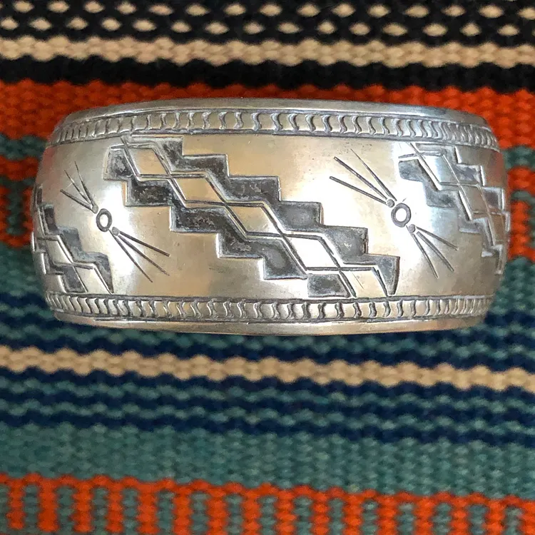 Vintage Native American Sterling Silver Cuff Bracelet