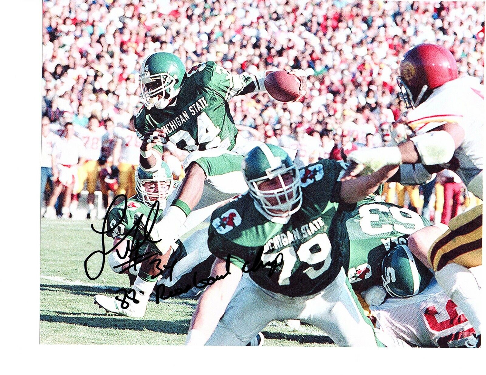 Lorenzo White Michigan State Spartans Football Signed autograph 8X10 Photo Poster painting Rose!