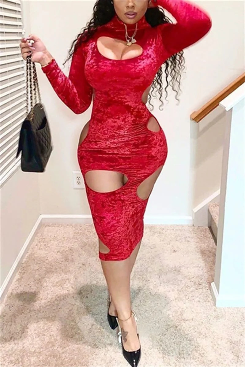 Sexy Cutout Long Sleeve Dress