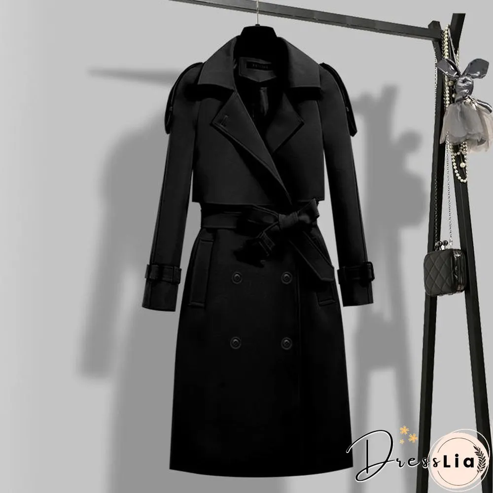 Windbreaker Women Korean Basic Formal Office Lady Trench Coat Elegant Spring Autumn Street