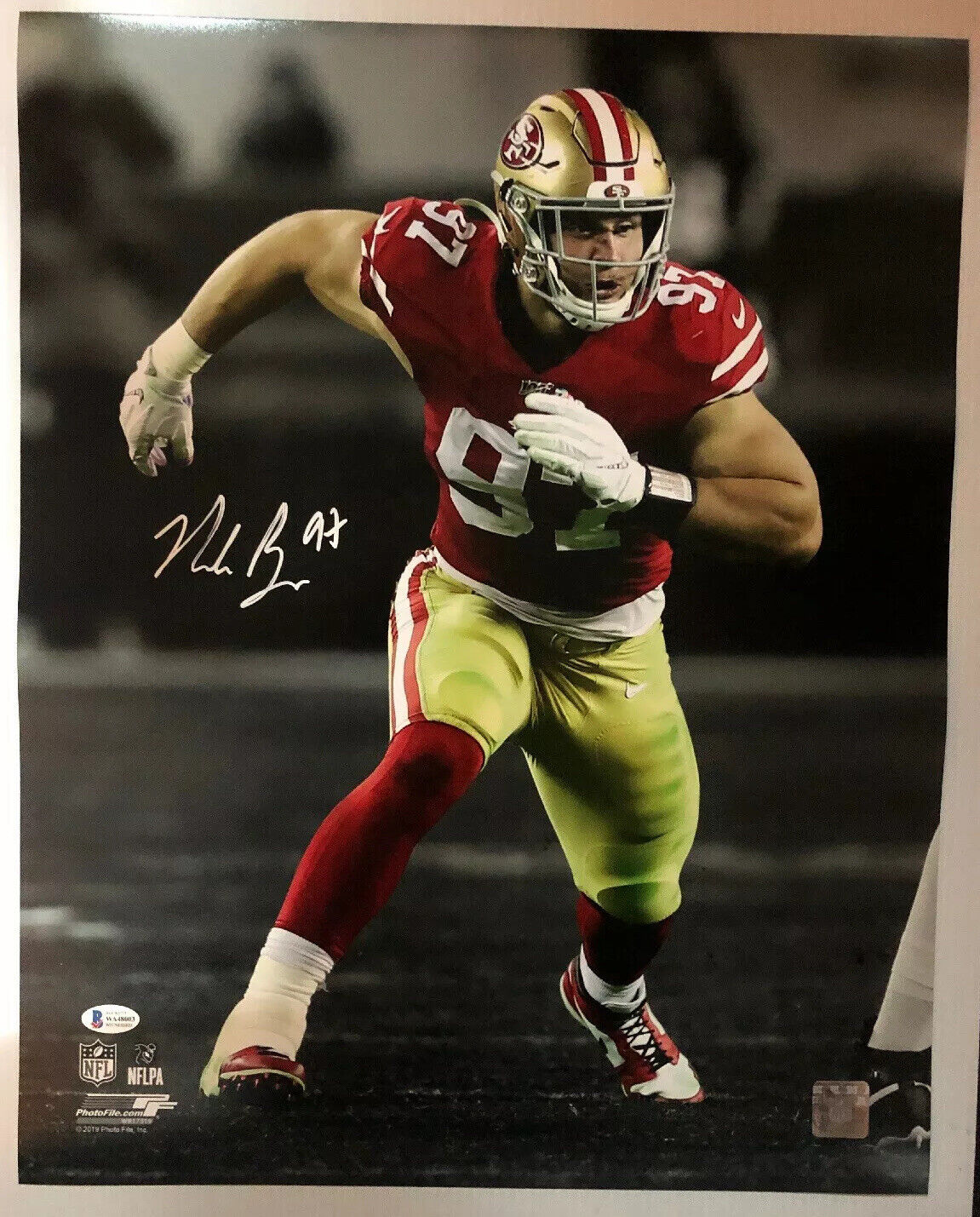 Nick Bosa Signed Autographed 16x20 Photo Poster painting San Francisco 49ers BECKETT COA