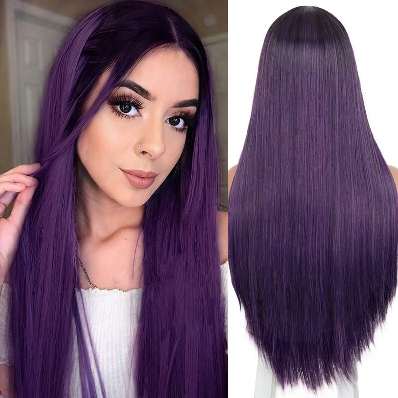 Long Straight Purple Wigs Party/Daily Style US Mall Lifes