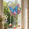 1PC Butterfly 5D DIY Diamond Painting Wind Chimes Suncatcher Kit Double Sided Diamond Art Kits Suncatcher with Crystal Pendant for Home Wall Window Decor Adults DIY Art Craft