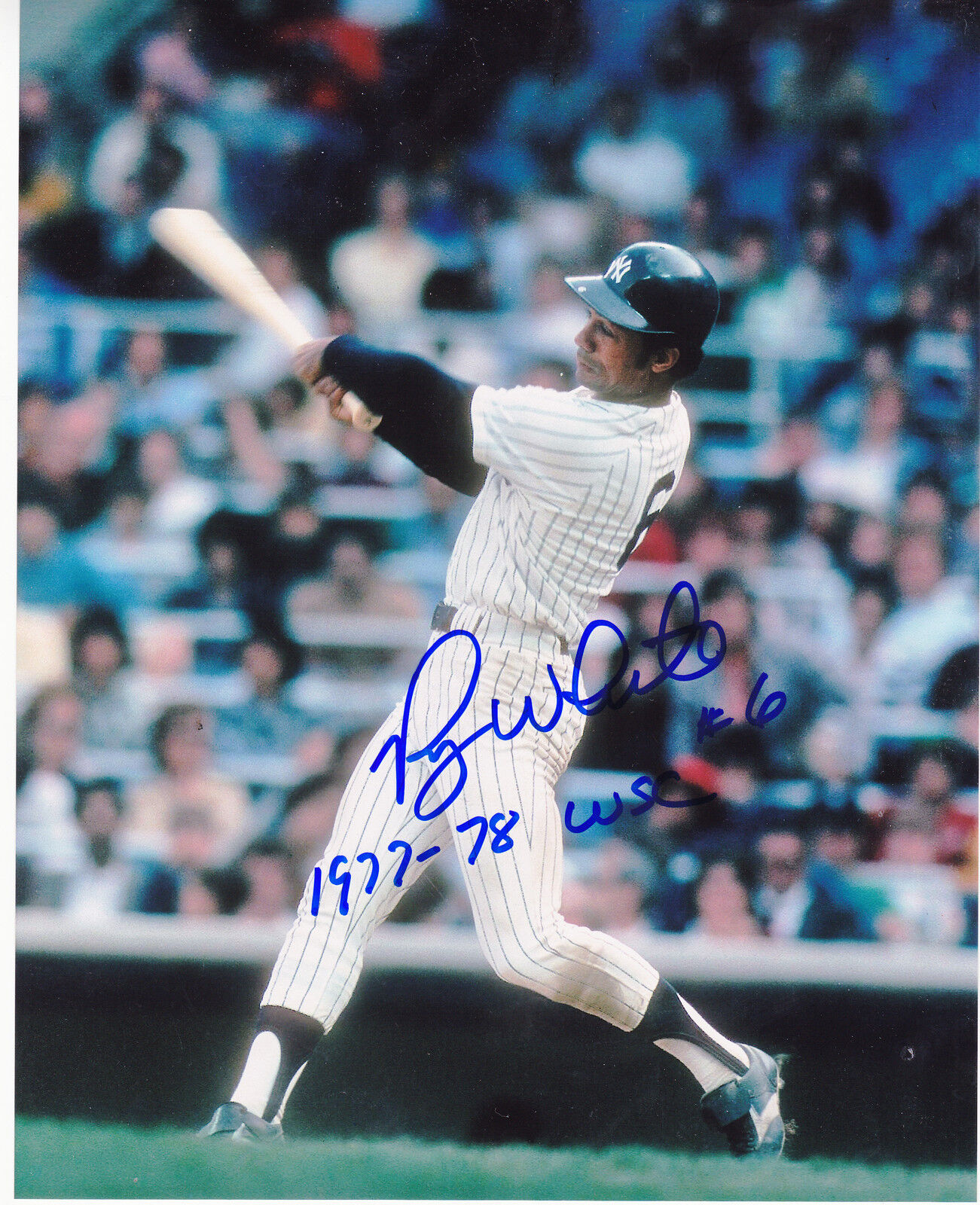 ROY WHITE NEW YORK YANKEES 1977-78 WSC ACTION SIGNED 8x10