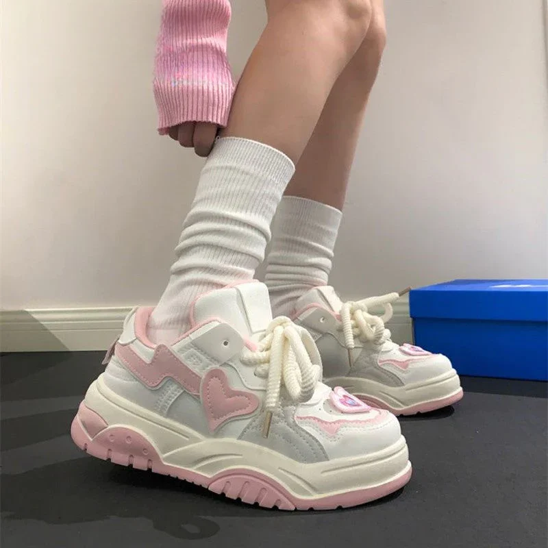 Cute Pink Heart Sneakers K19326