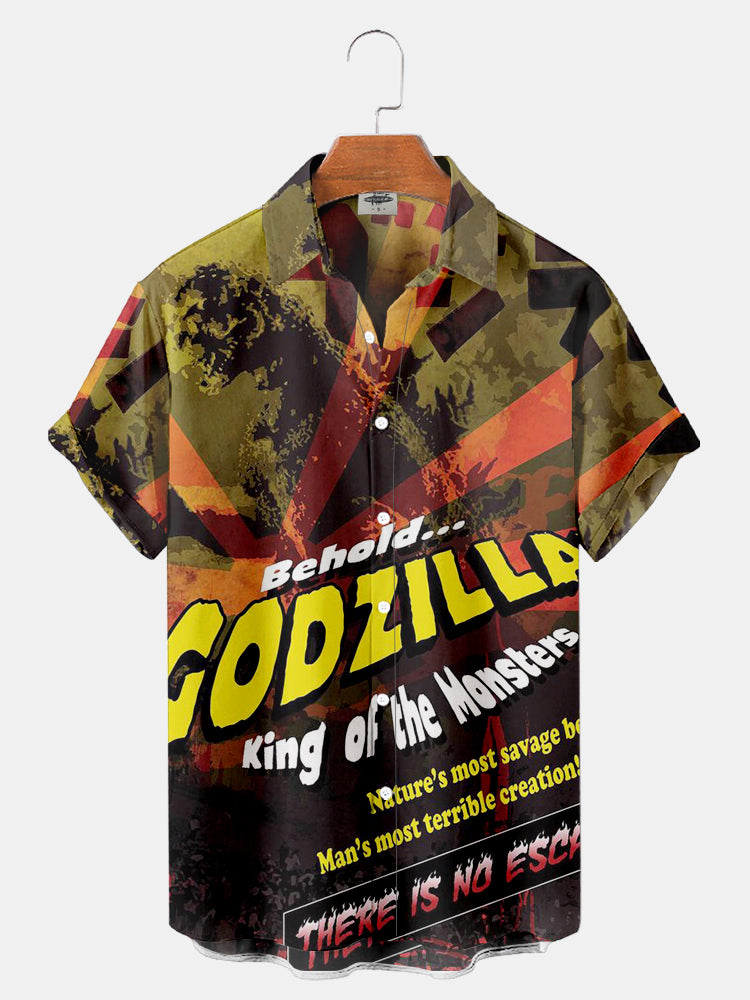 Men's Classic vintage Monster movie posters Printed Shirt PLUSCLOTHESMAN
